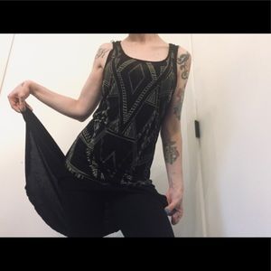 Forever 21 High-Low Tank Style Black Geometric Print Dress